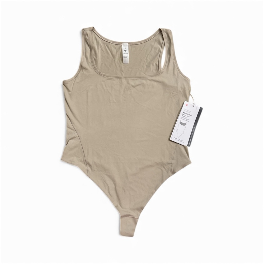 Lululemon Beige Sleeveless Square-neck Nulu Bodysuit size Large